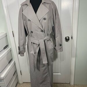 Vintage London Fog Womens Houndstooth Trench Coat Size 12P